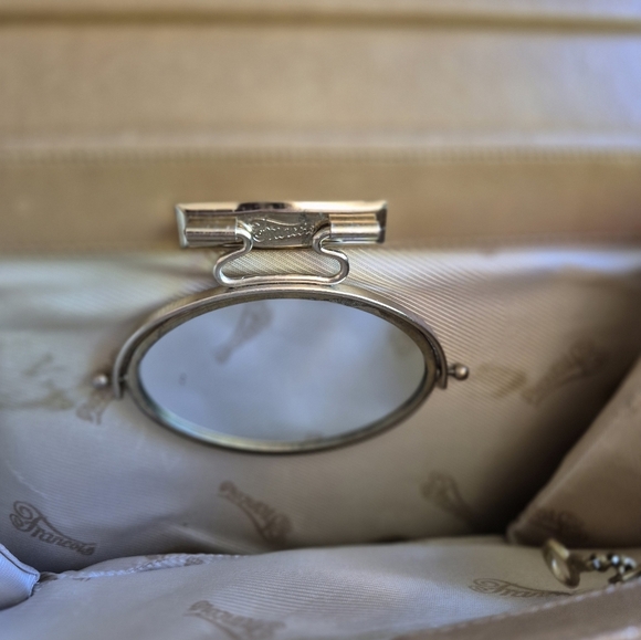 Vintage Francois Tan Leather Handbag Purse with‎ Interior Mirror Made in USA - Picture 7 of 13